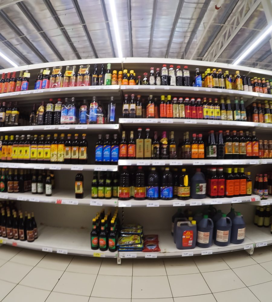 supermarket products on the shelves in Malaysia